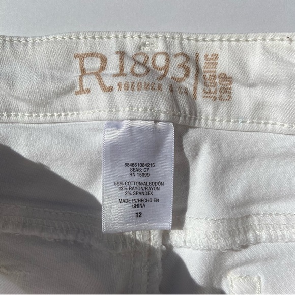 ROEBUCK & CO. 1893 White Denim Jegging Crop Jeans Stretch 5 Pocket Size 12 - Picture 6 of 13